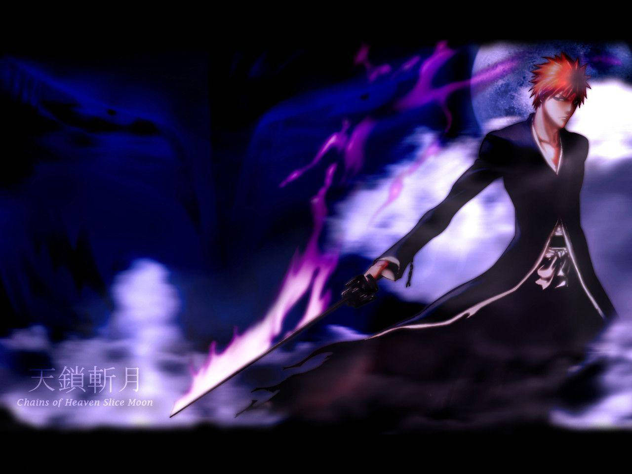 Ichigo Purple Flame Bankai Background