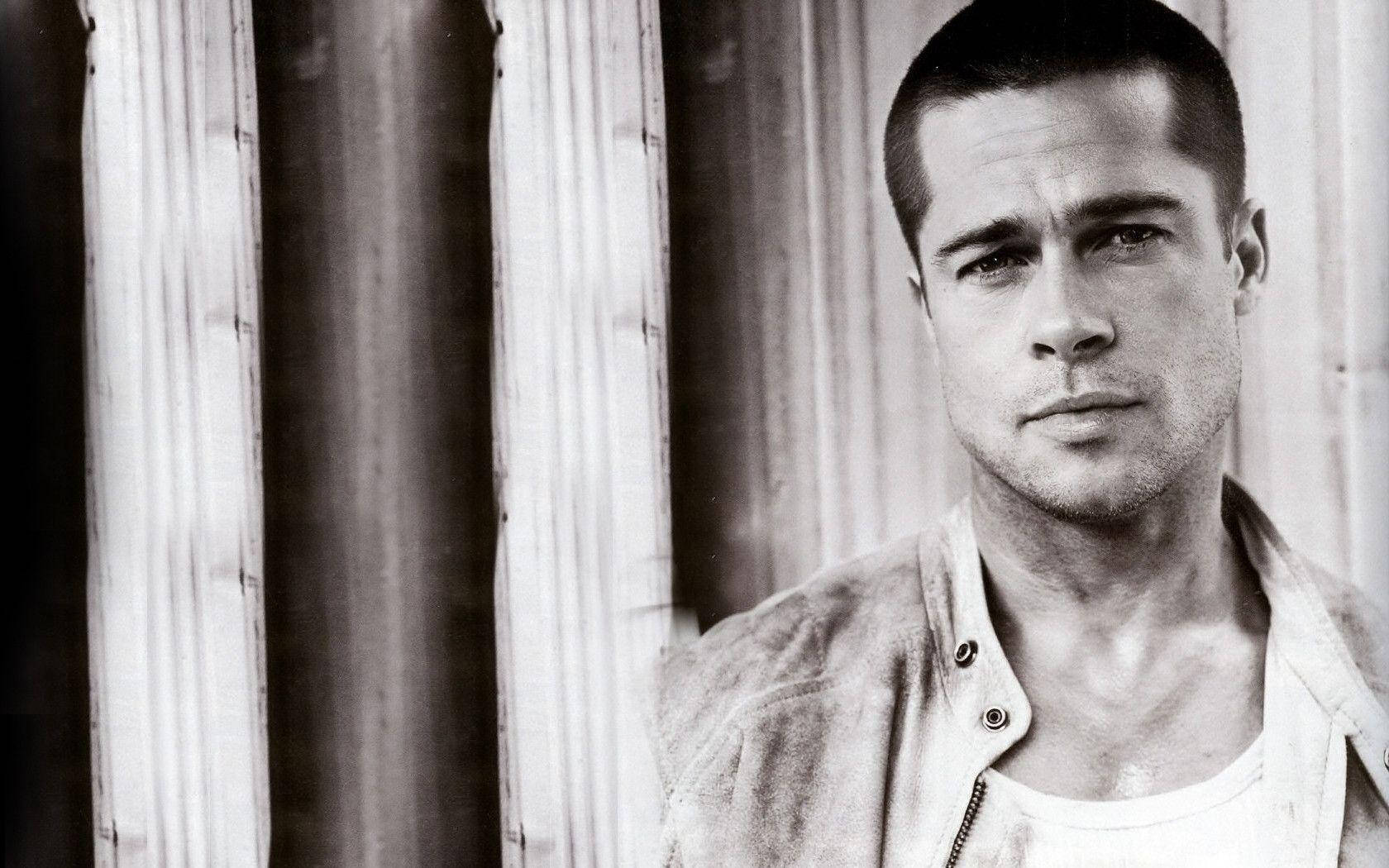 Iconic Actor Brad Pitt Rocks A Buzz Cut Background