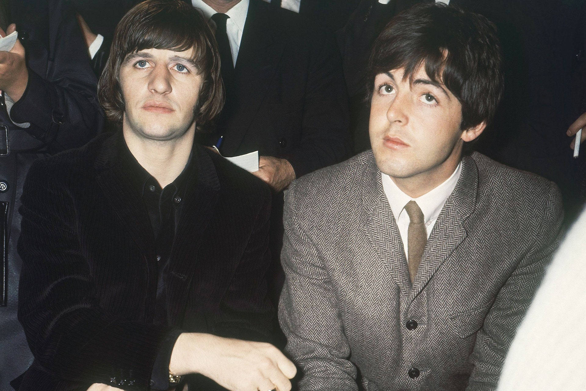 Iconic Beatles' Members Paul Mccartney And Ringo Starr In Classic Suits