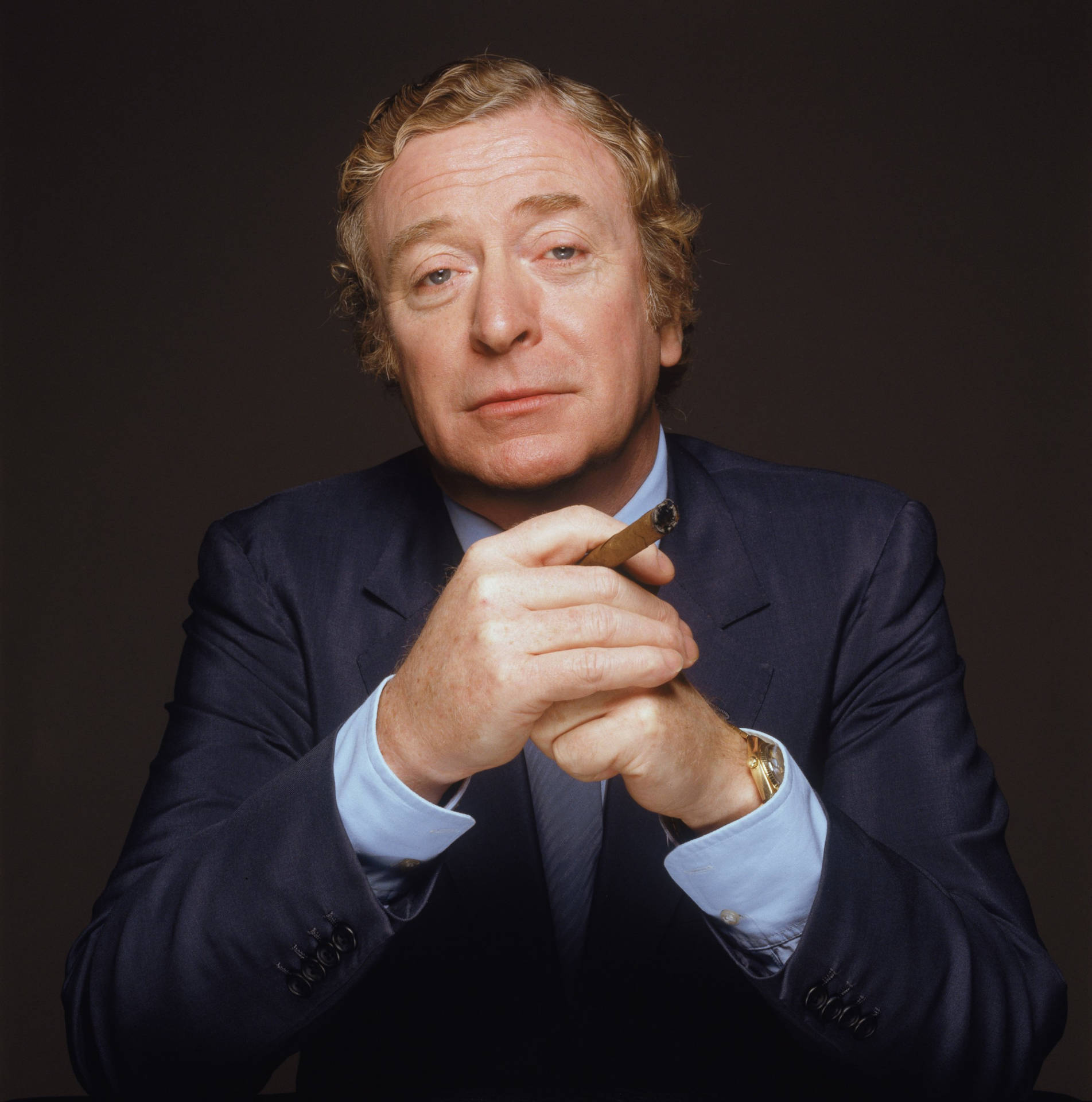 Iconic British Actor Michael Caine In A 1995 Portrait. Background