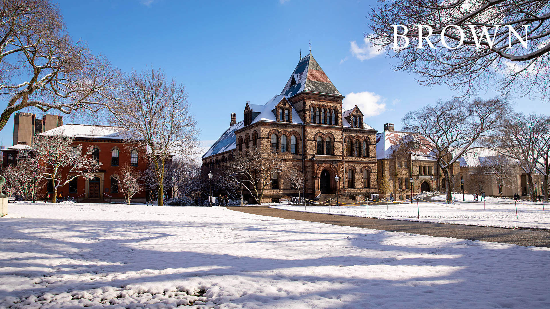 Iconic Brown University Building With Snow