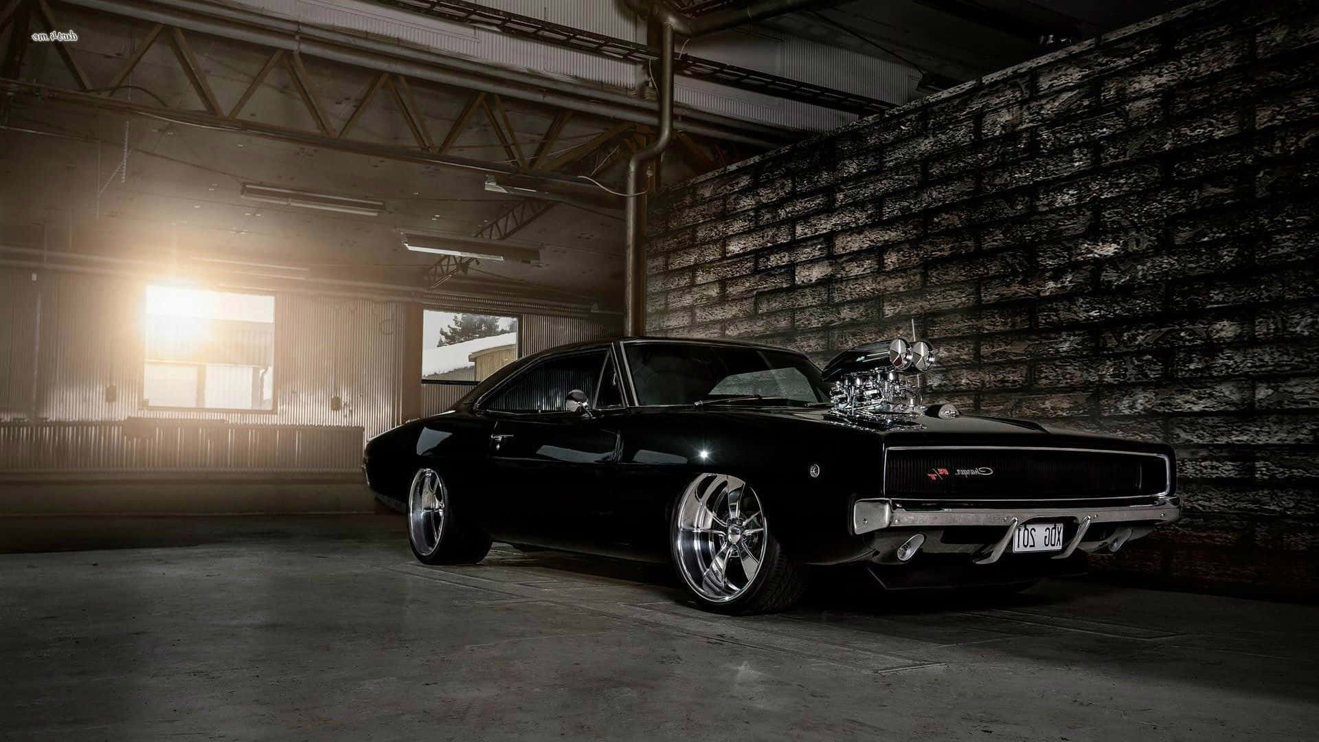 Iconic Dodge Charger Cruising On The Road Background