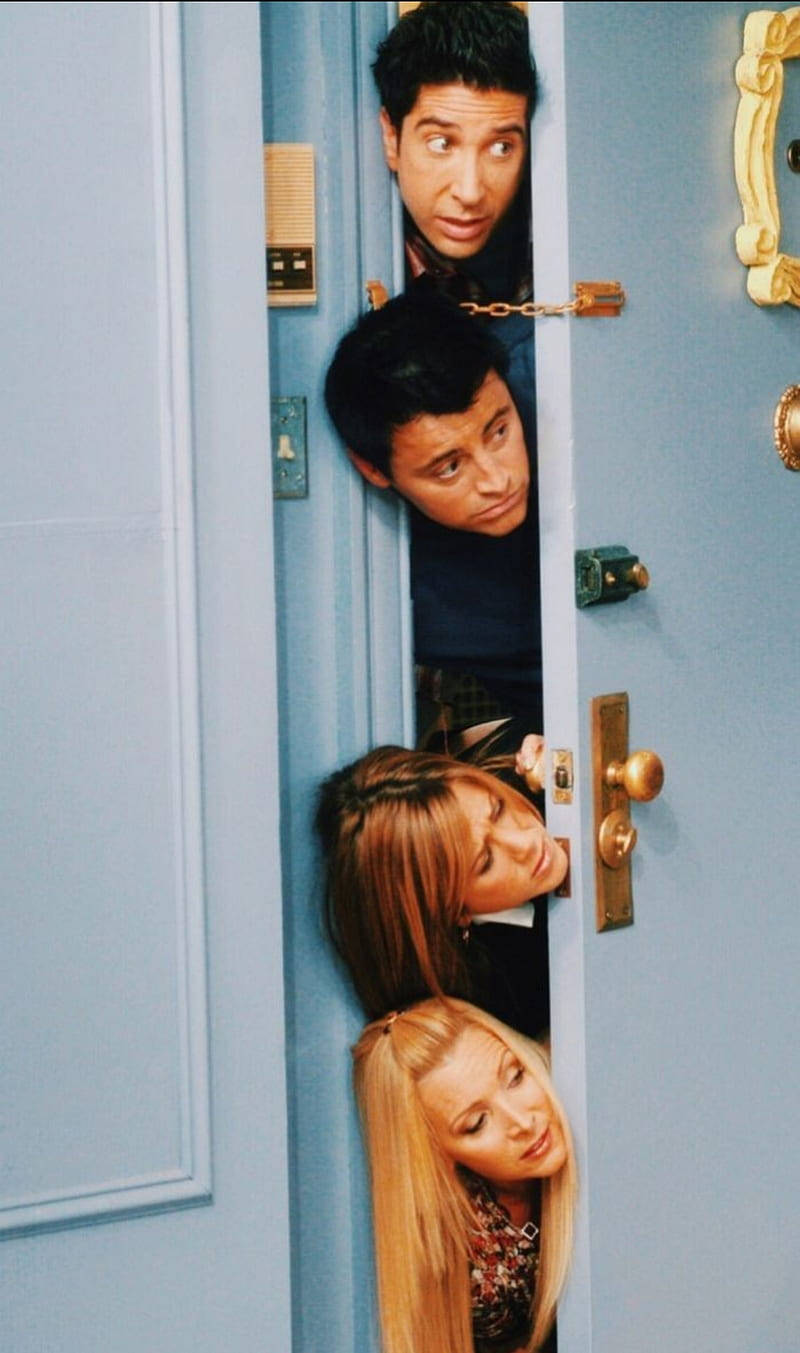 Iconic Door Peek Scene From Friends Tv Show Background