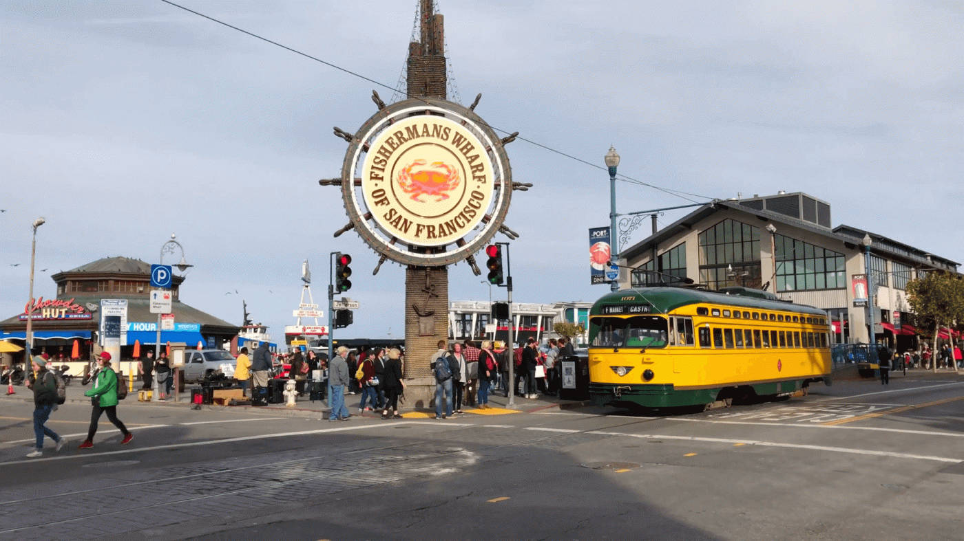 Iconic Fisherman's Wharf Sign In San Francisco Background