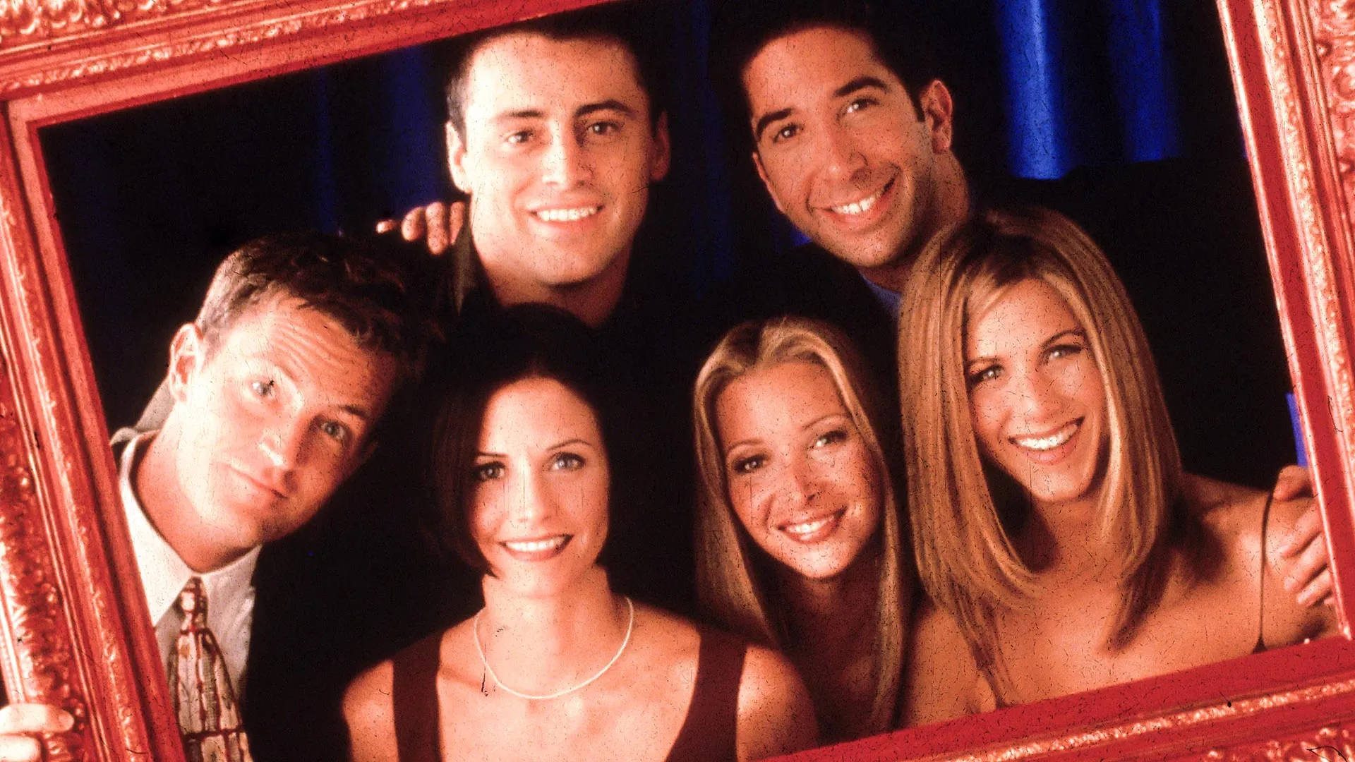 Iconic Friends Cast In The Famous Central Perk Cafe Background