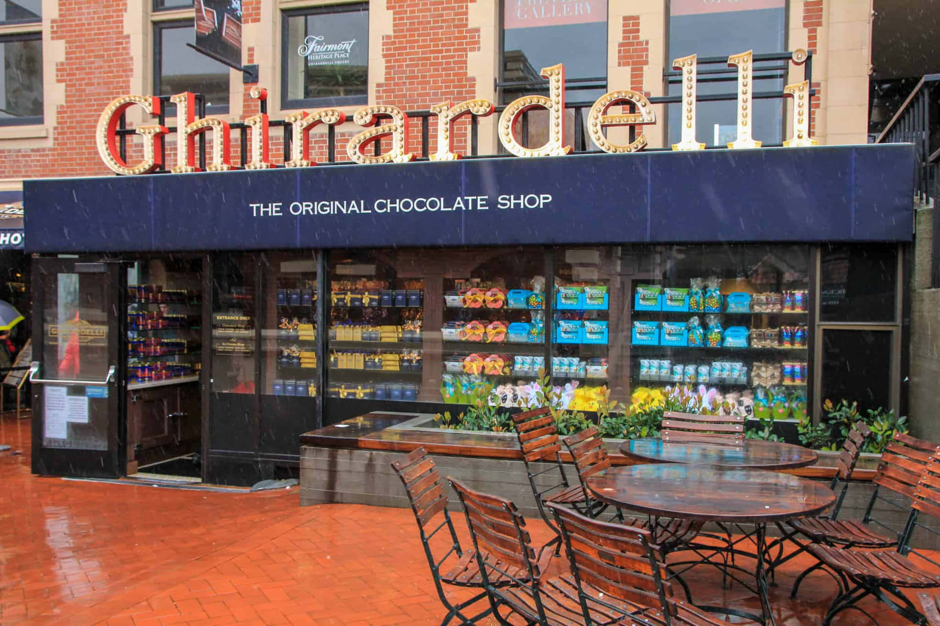 Iconic Ghirardelli Square Chocolate Shop In San Francisco Background