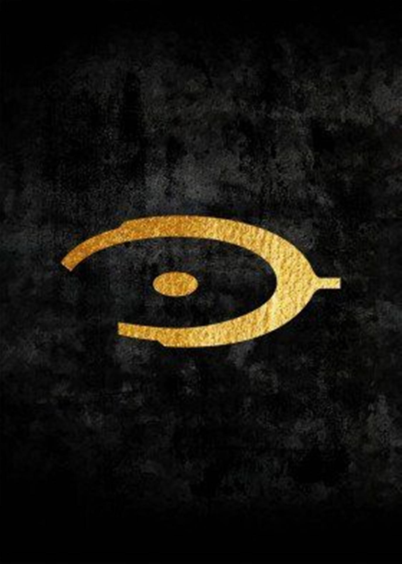 Iconic Gold Halo Video Game Logo Background