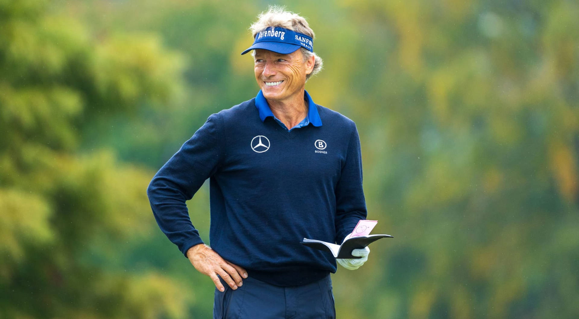 Iconic Golfer Bernhard Langer Flaunting A Winning Smile Background