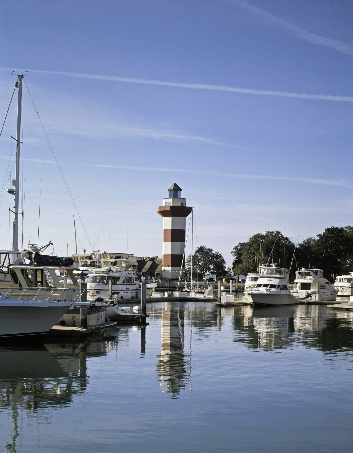 Iconic Harbor Town Lighthouse In South Carolina Background