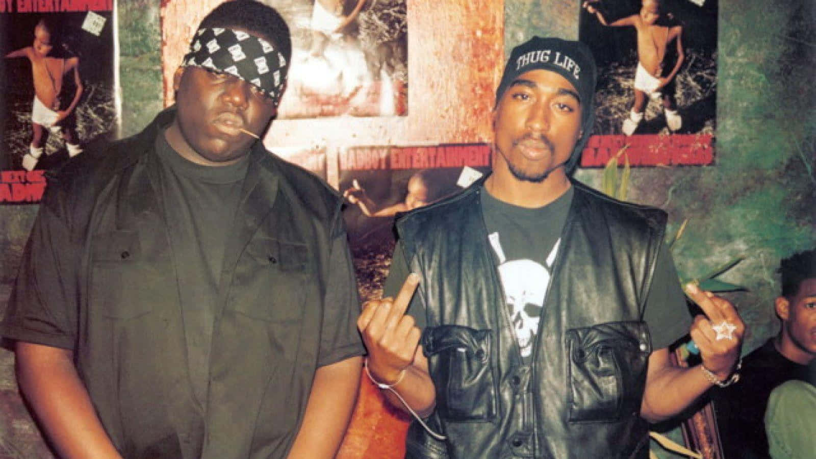 Iconic Hip-hop Legends 2pac And Biggie Smalls United Background