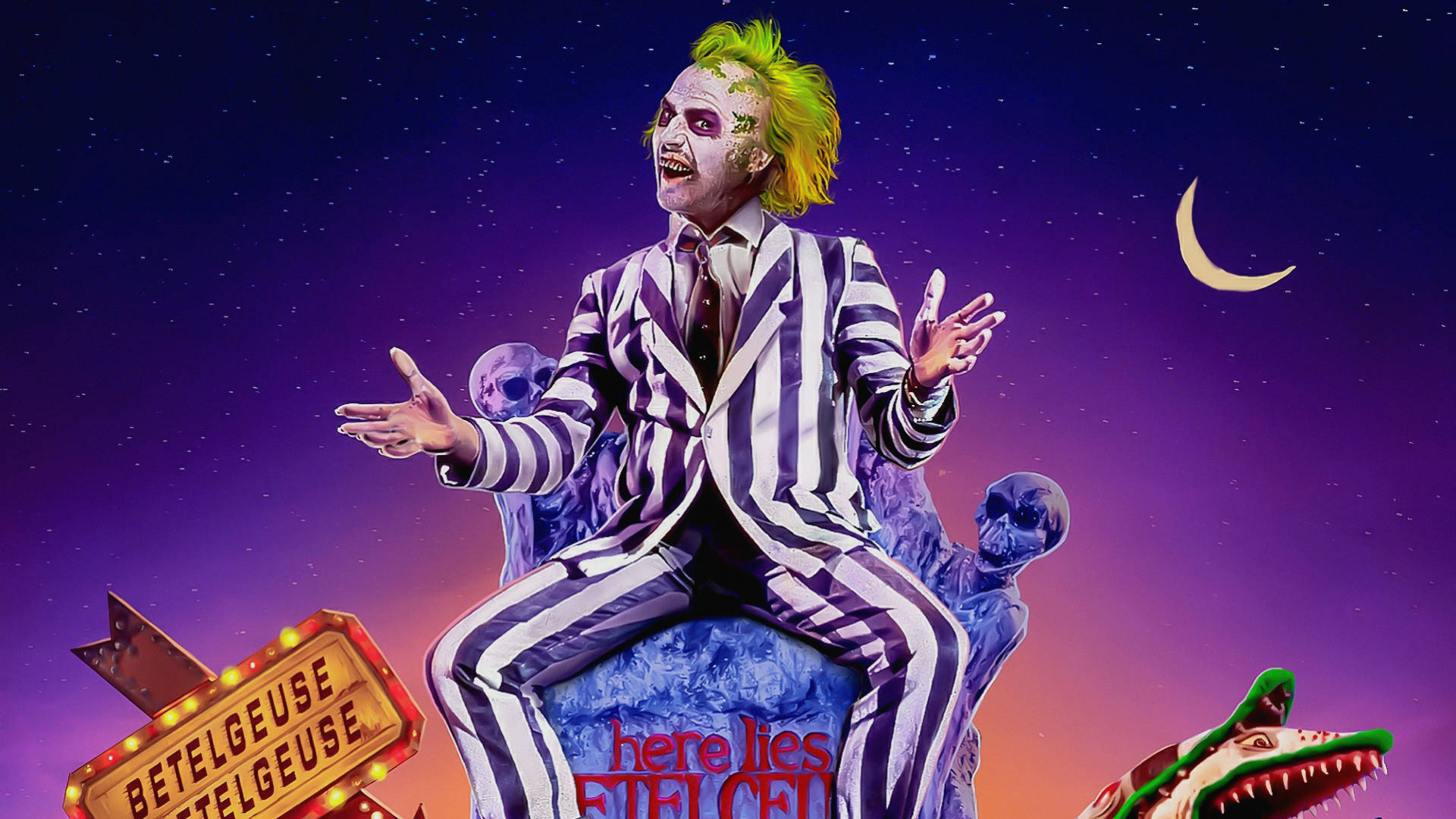 Iconic Michael Keaton As Beetlejuice In Classic Movie Poster