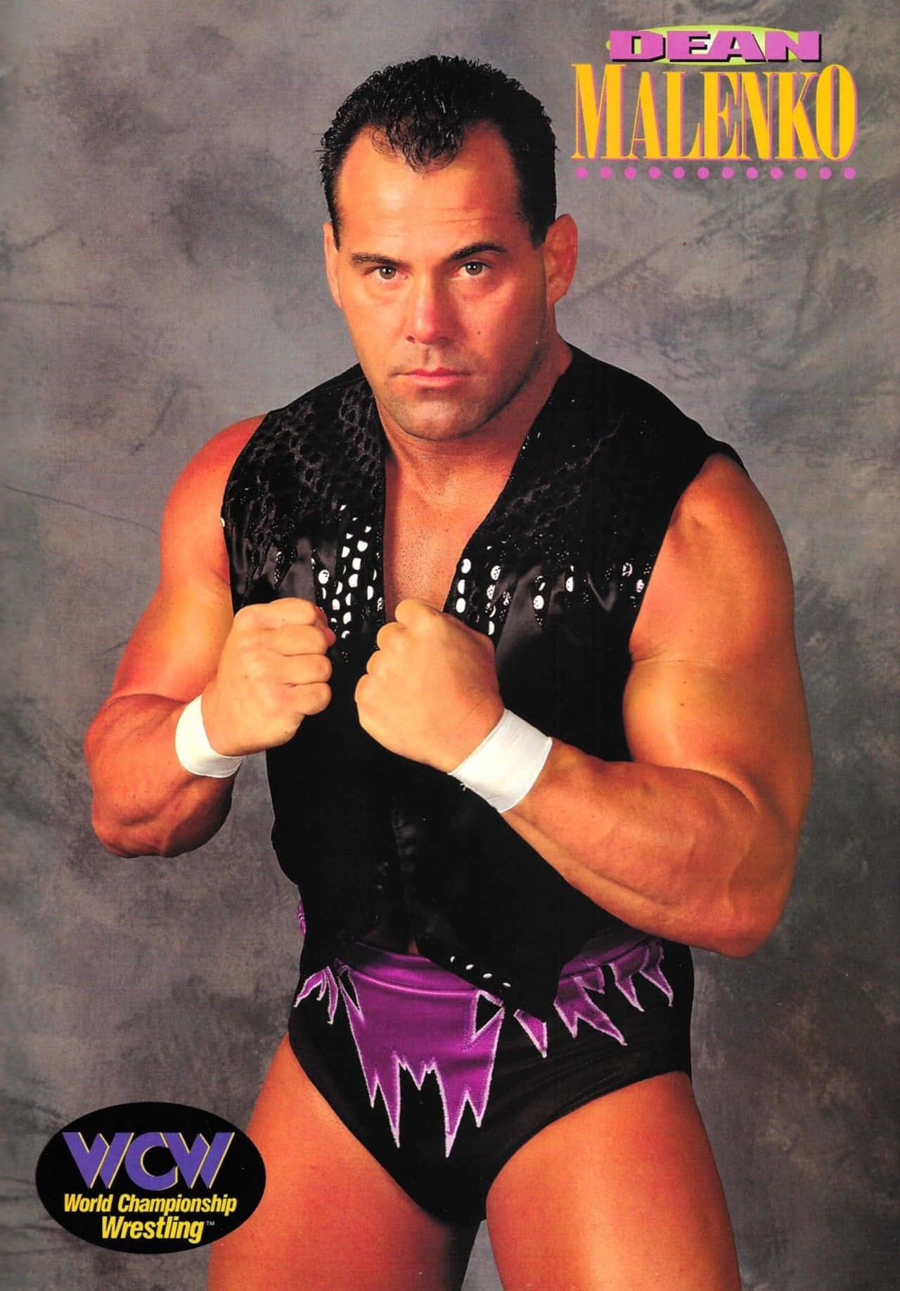 Iconic Moment Of Wwe Legend Dean Malenko In Retro Poster Design. Background