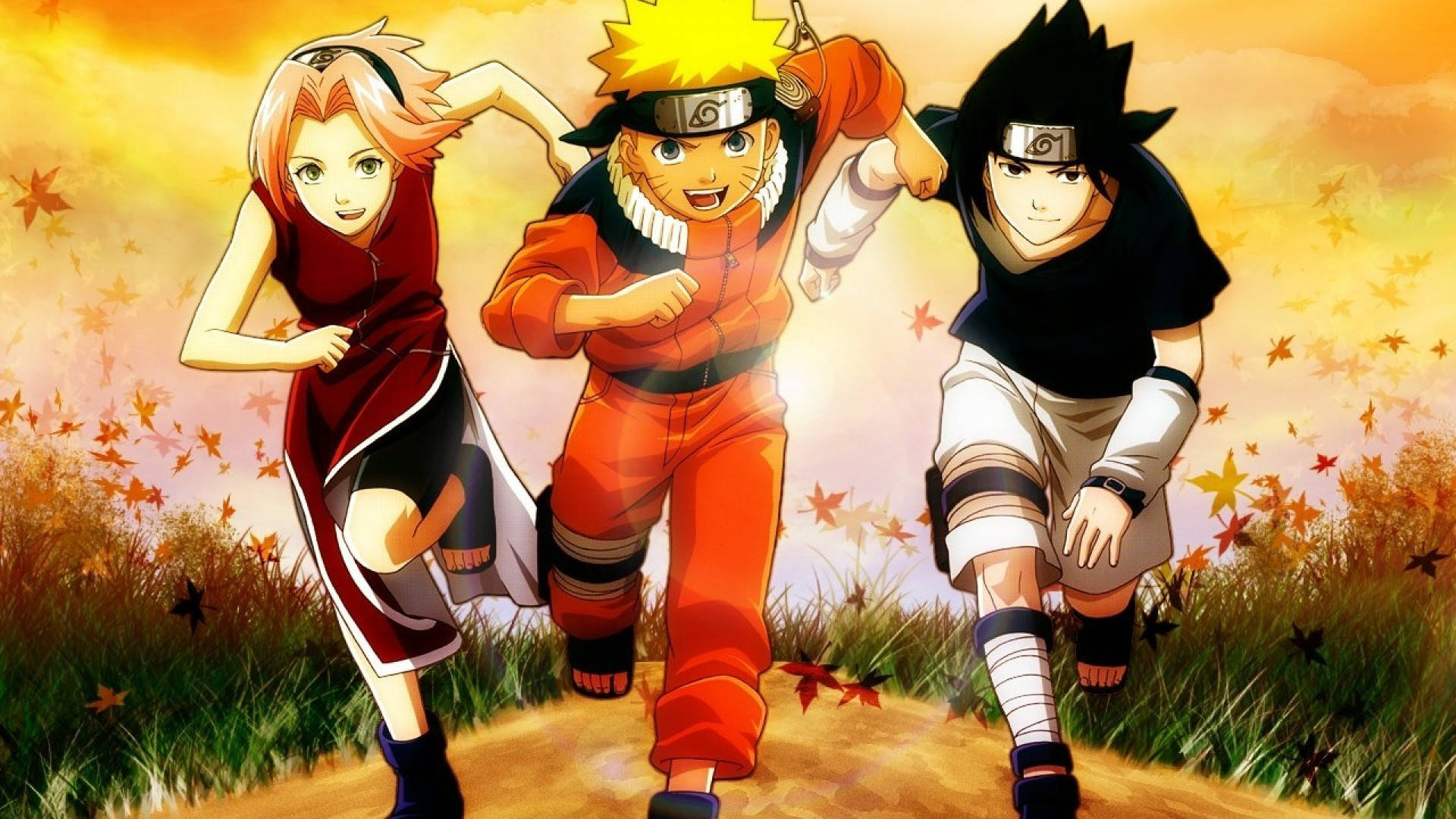 Iconic Naruto And Team 7 Poster Background