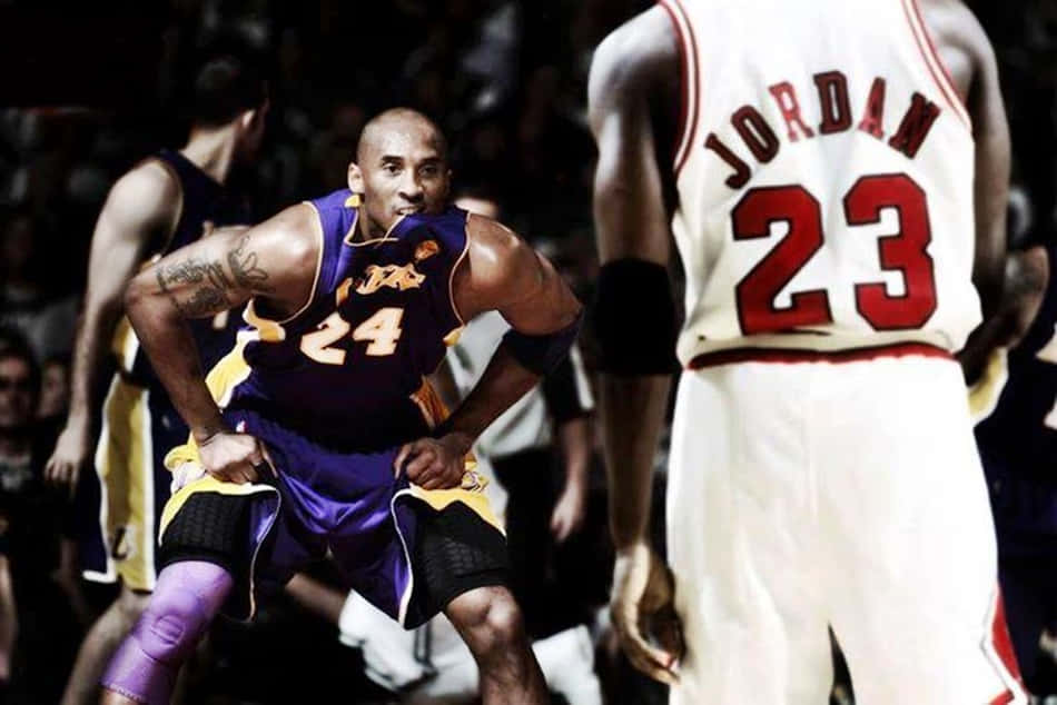 Iconic Nba Rivals Michael Jordan And Kobe Bryant Background