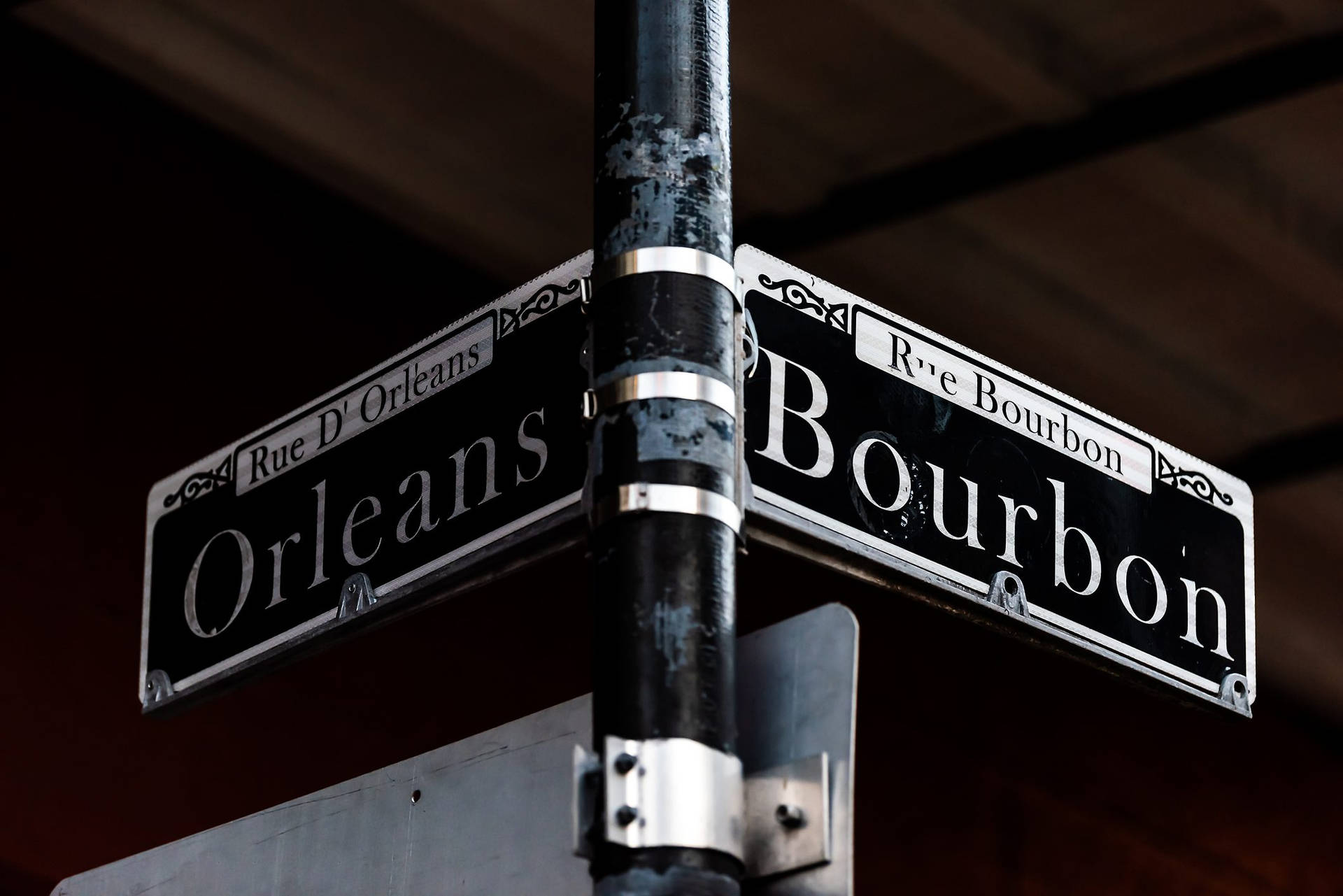 Iconic New Orleans: Bourbon Street Sign At A Crossroads