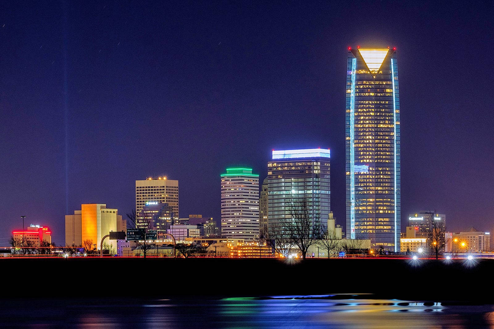 Iconic Oklahoma City Night View Background