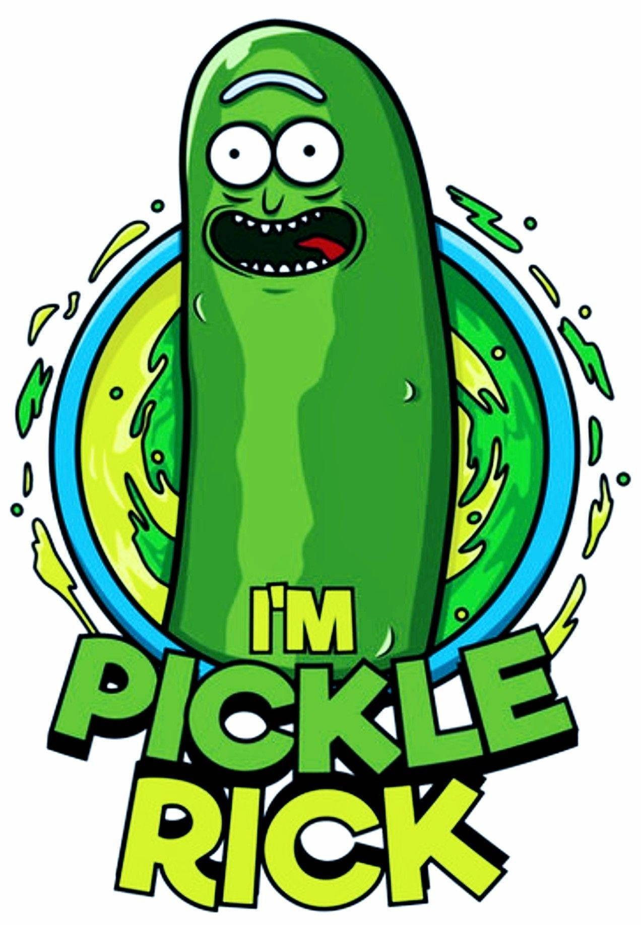 Iconic Pickle Rick From The Animated Series, Rick And Morty, Encased In A Circle. Background