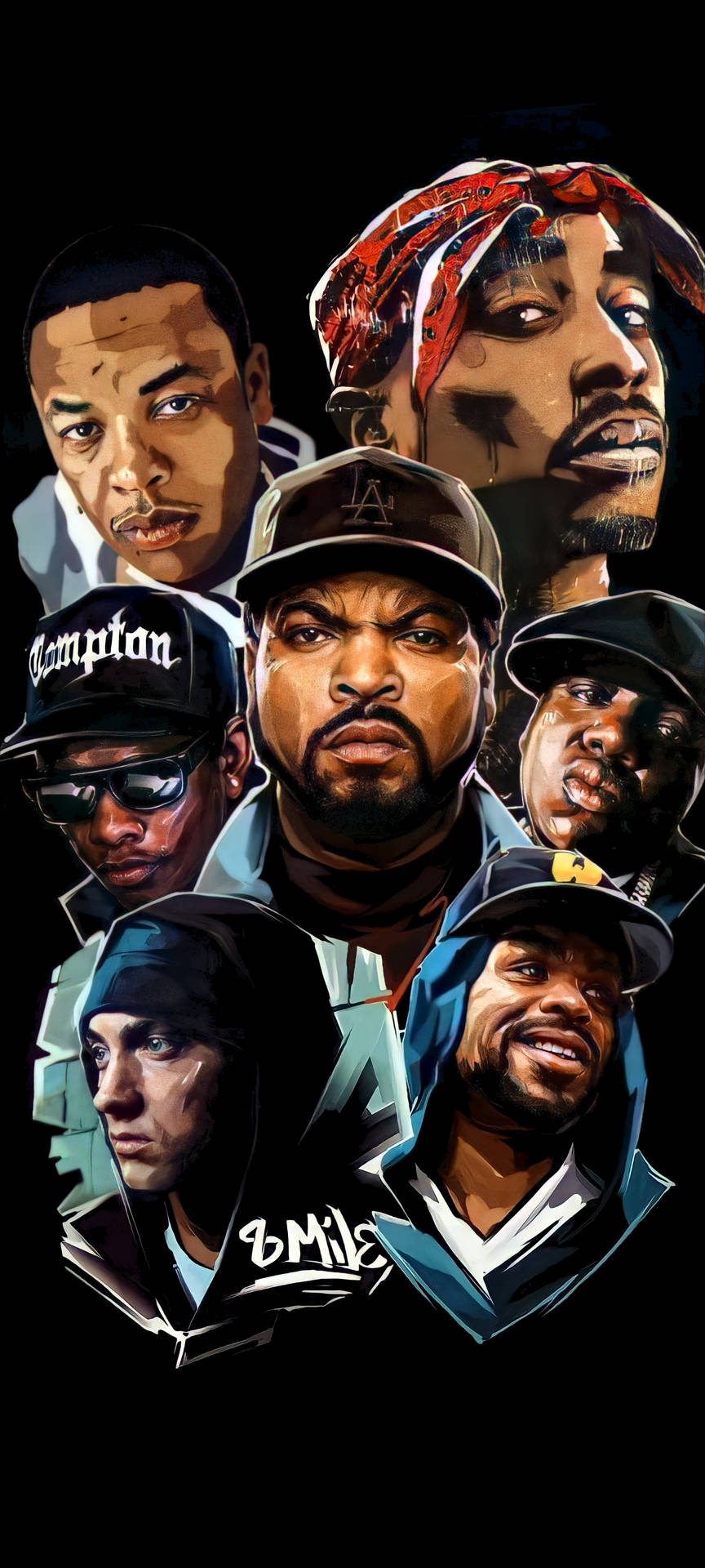 Iconic Rap Artists Collage Background