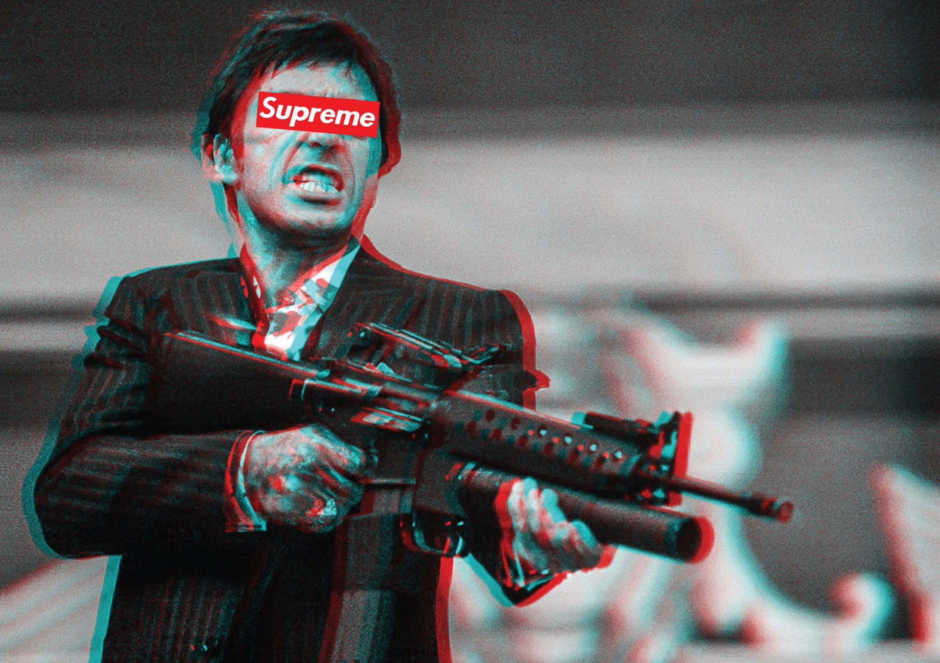 Iconic Scarface Scene Anaglyph3 D Background