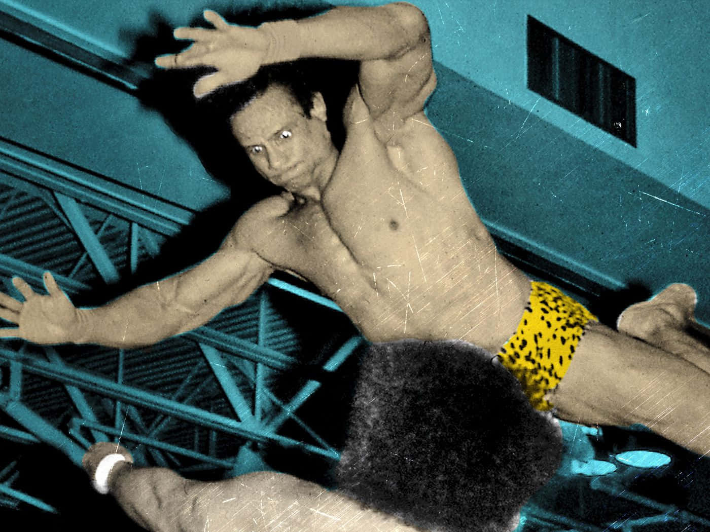 Iconic Shot Of Jimmy Snuka Performing Superfly Leap Background