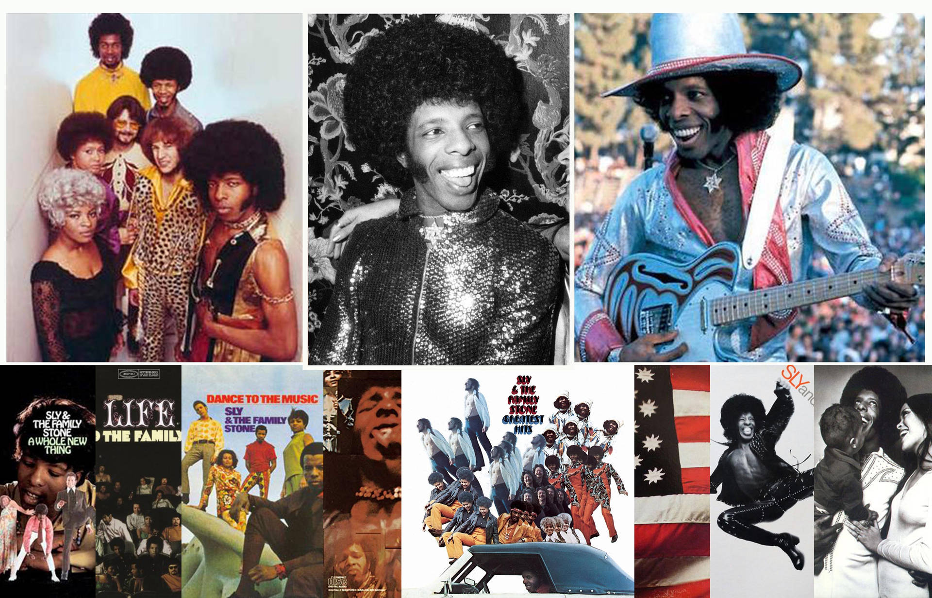 Iconic Sly And The Family Stone Band Compilation Image Background