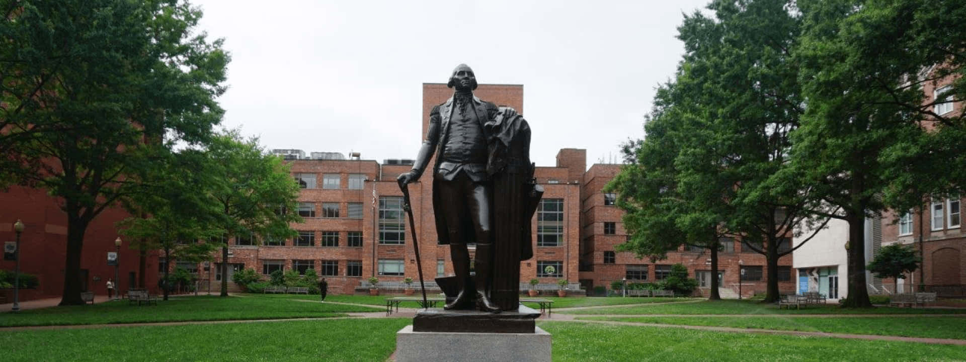 Iconic Statue Within The Campus Grounds Of George Washington University Background