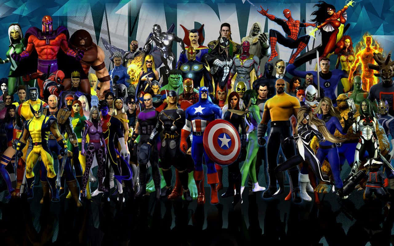 Iconic Superheroes Of Marvel Ipad Background