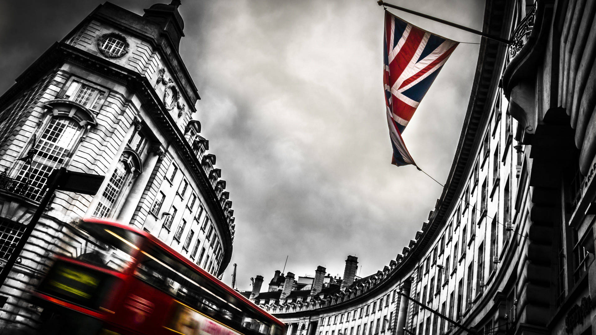 Iconic United Kingdom Flag In Monochrome Background