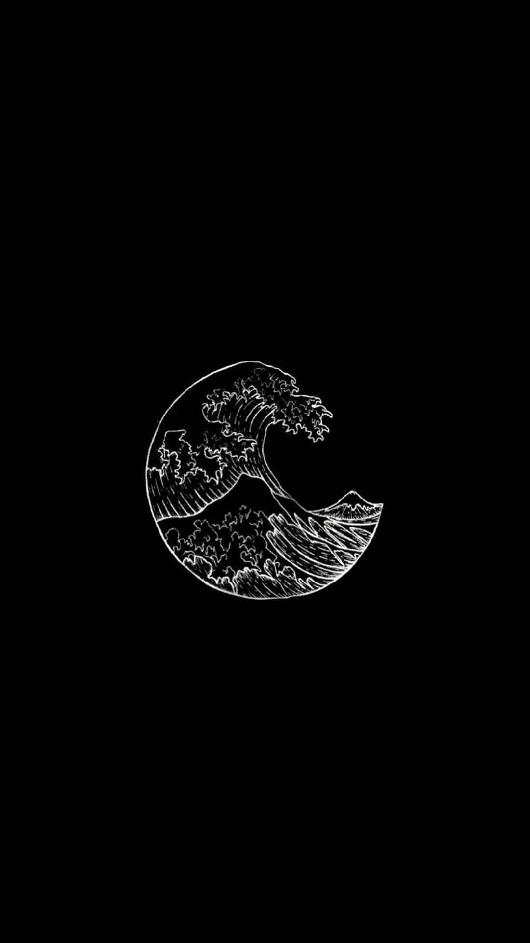 Iconic Wave Japanese Minimalist Art Background