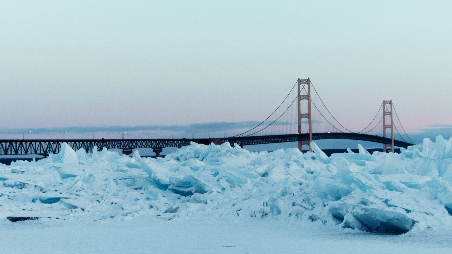 Icy Mackinac Bridge Background