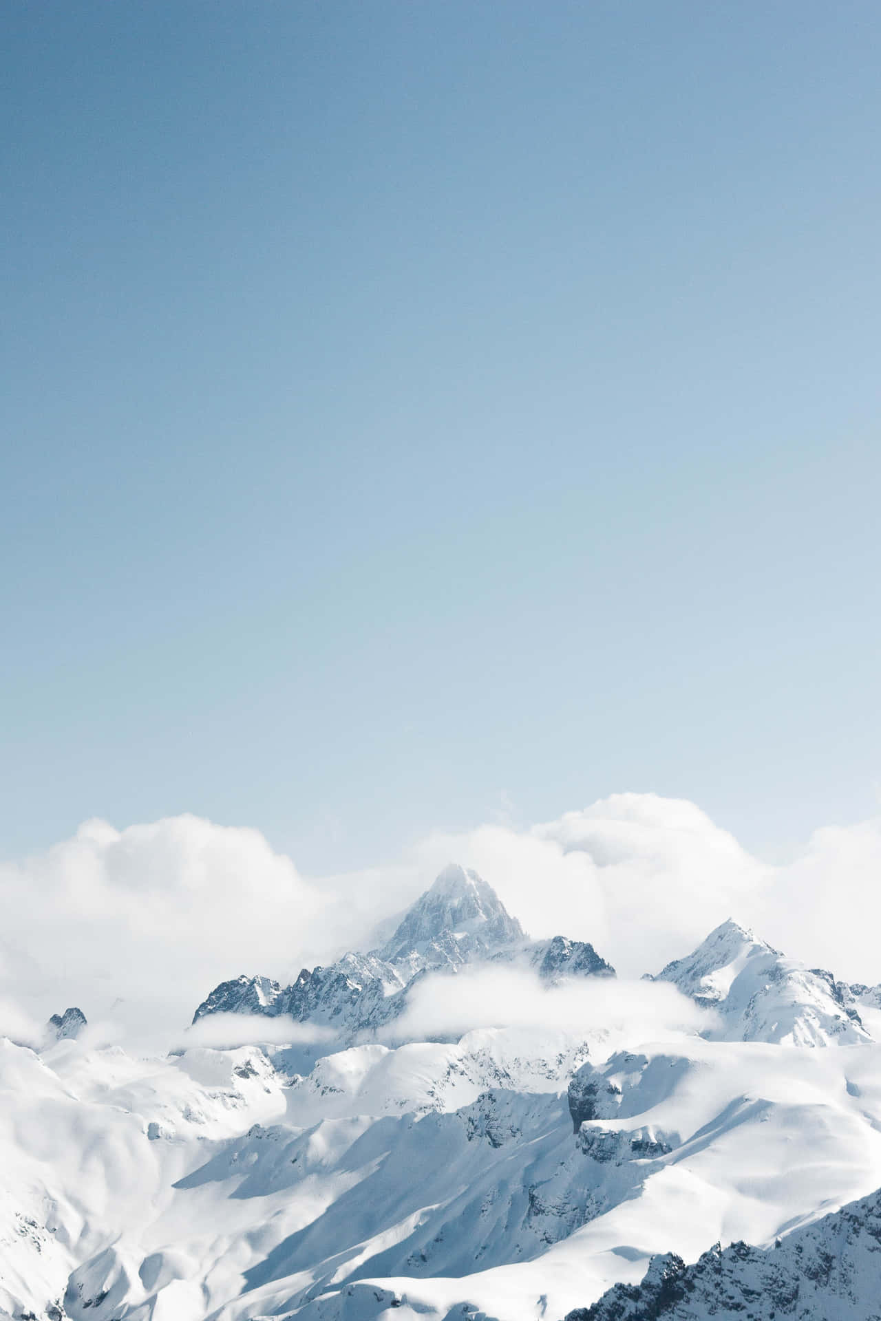 Icy Mountain Peak Aesthetic Light Blue Background