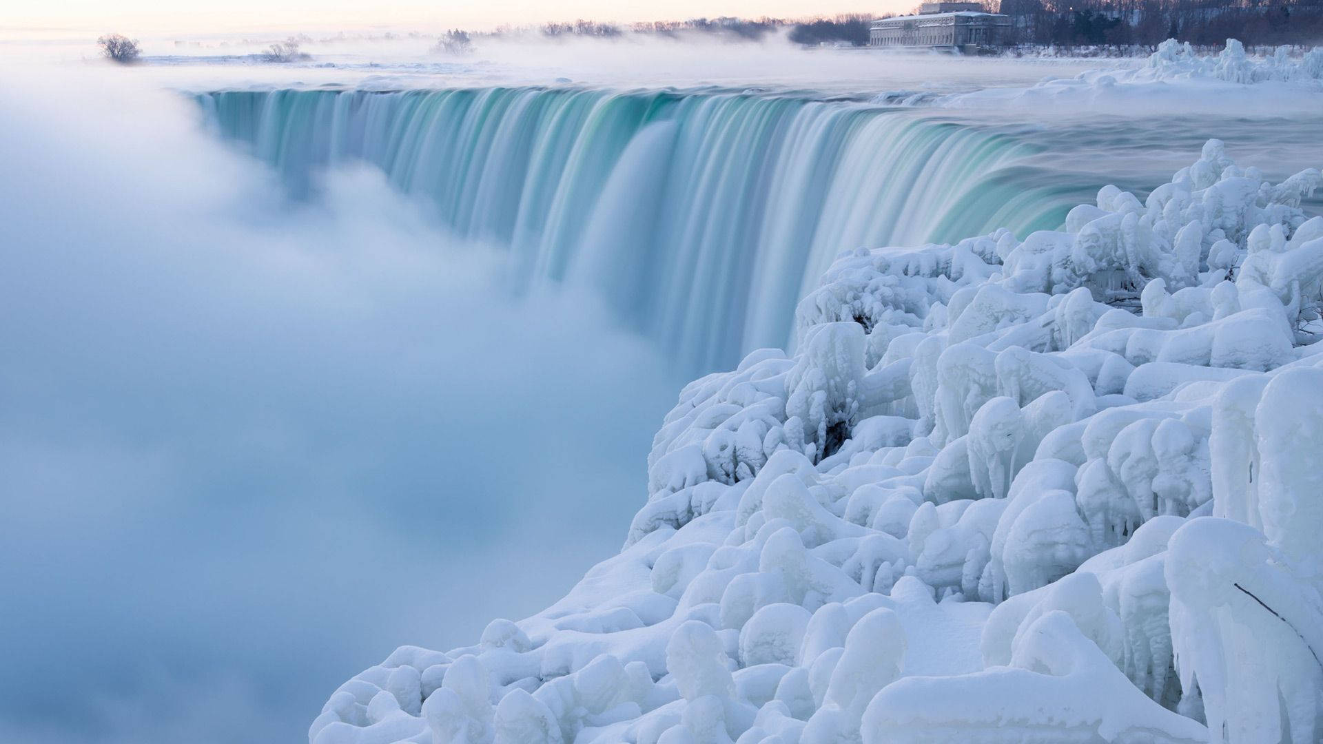 Icy Niagara Falls At Wintertime Background