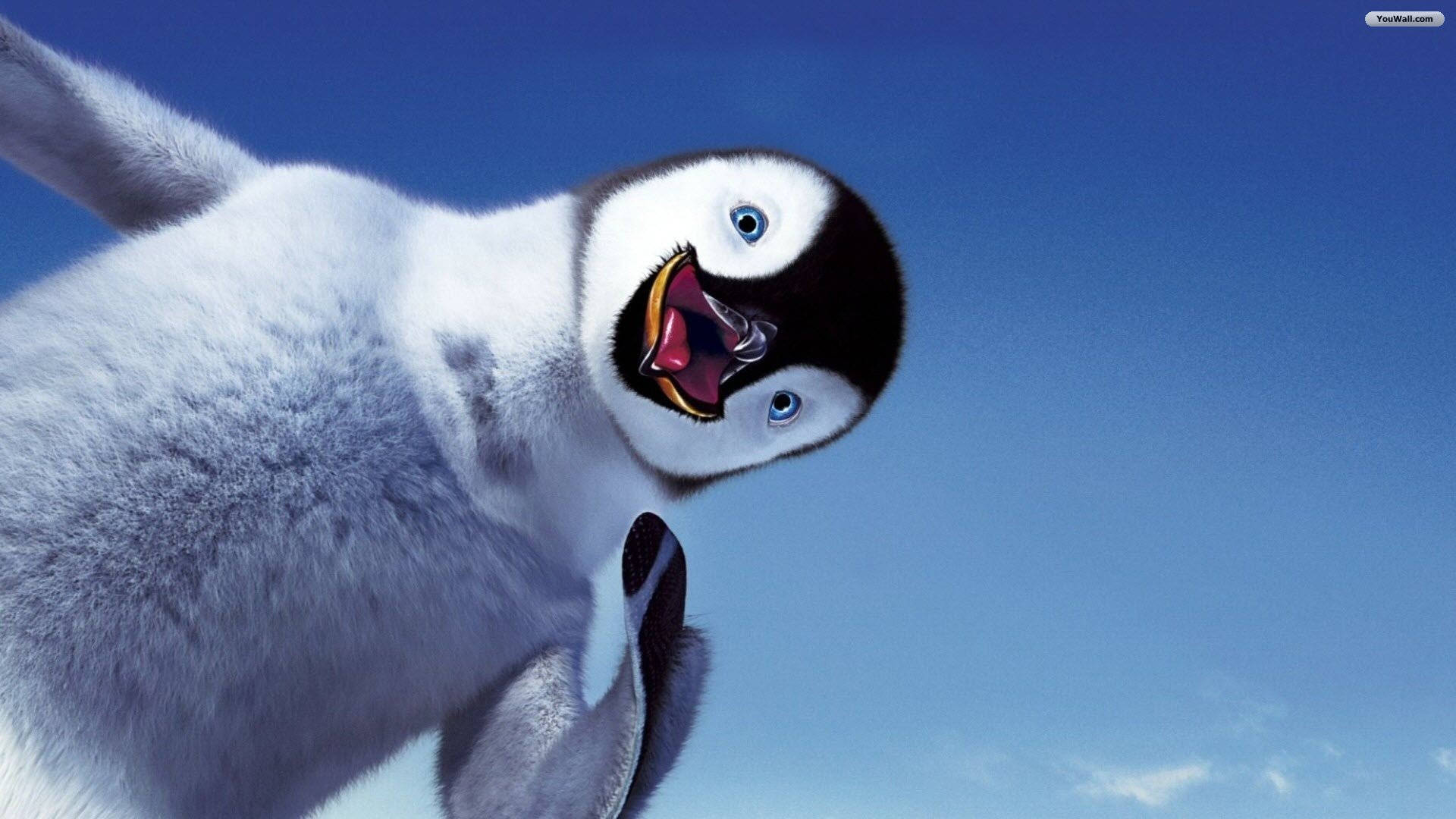 Icy Penguin Excited Wallpaper Background