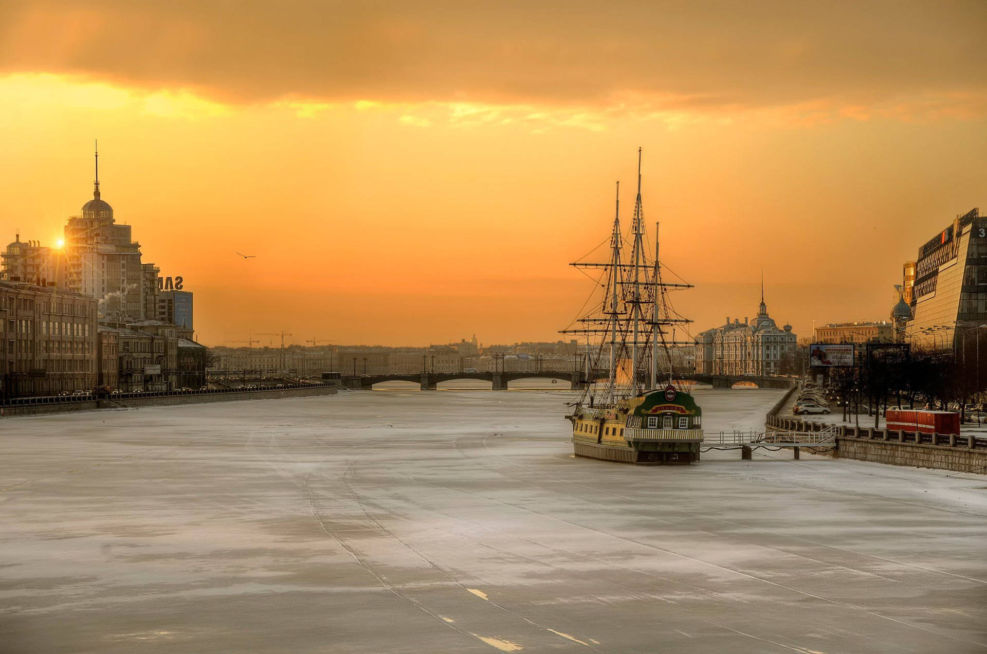 Icy River In St. Petersburg
