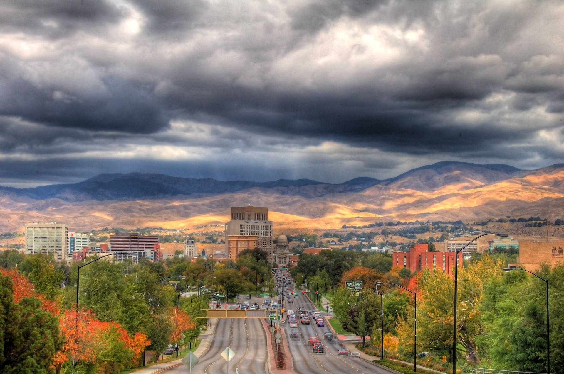 Idaho's Skyline With A Dark Cloudy Sky Background