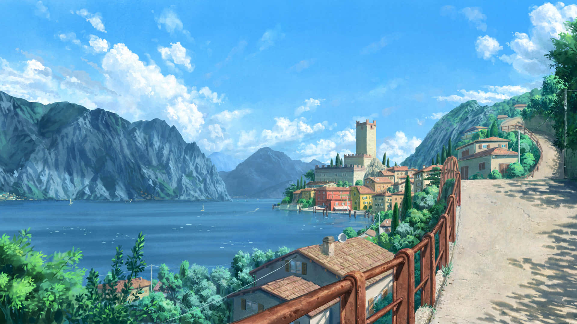 Idyllic Lakeside Town Summer4 K Ultra Wide Background