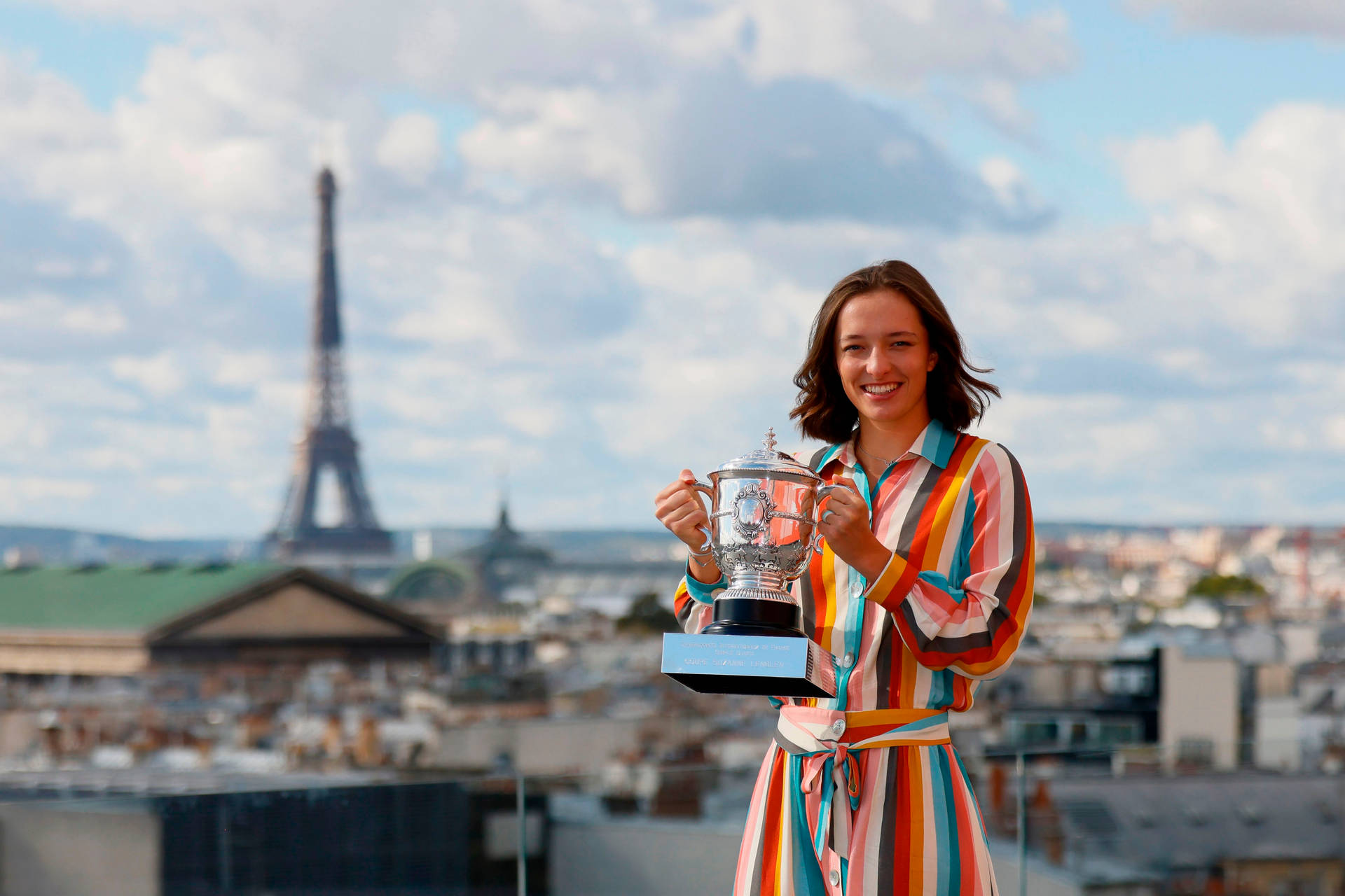 Iga Swiatek, Champion Tennis Player At Roland-garros, Paris. Background