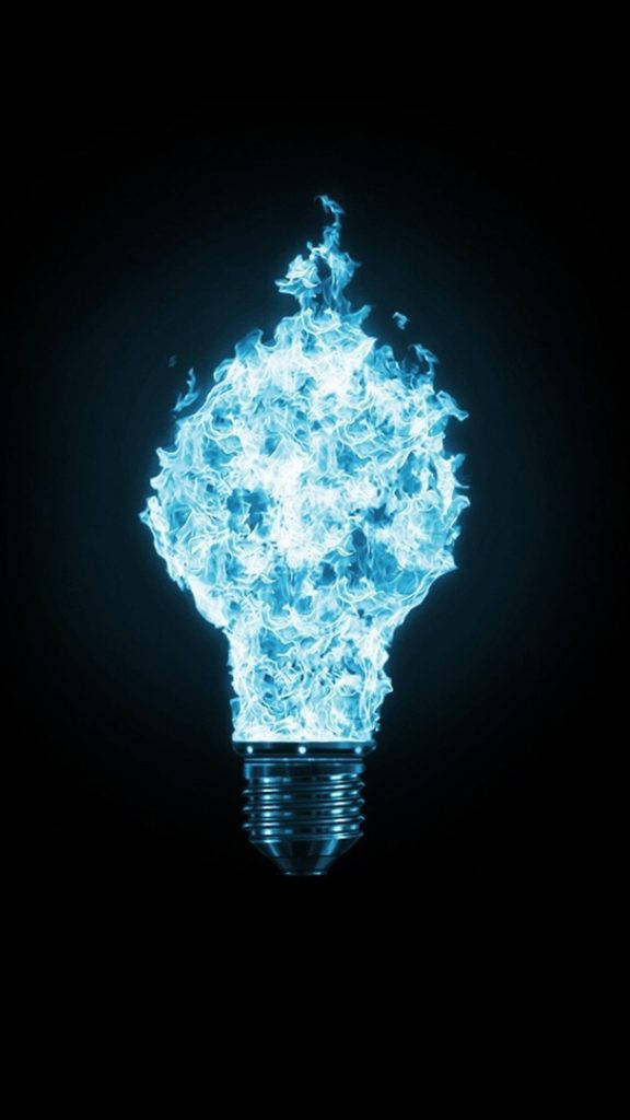 Igniting Ideas - Blue Fire Inside A Light Bulb Background