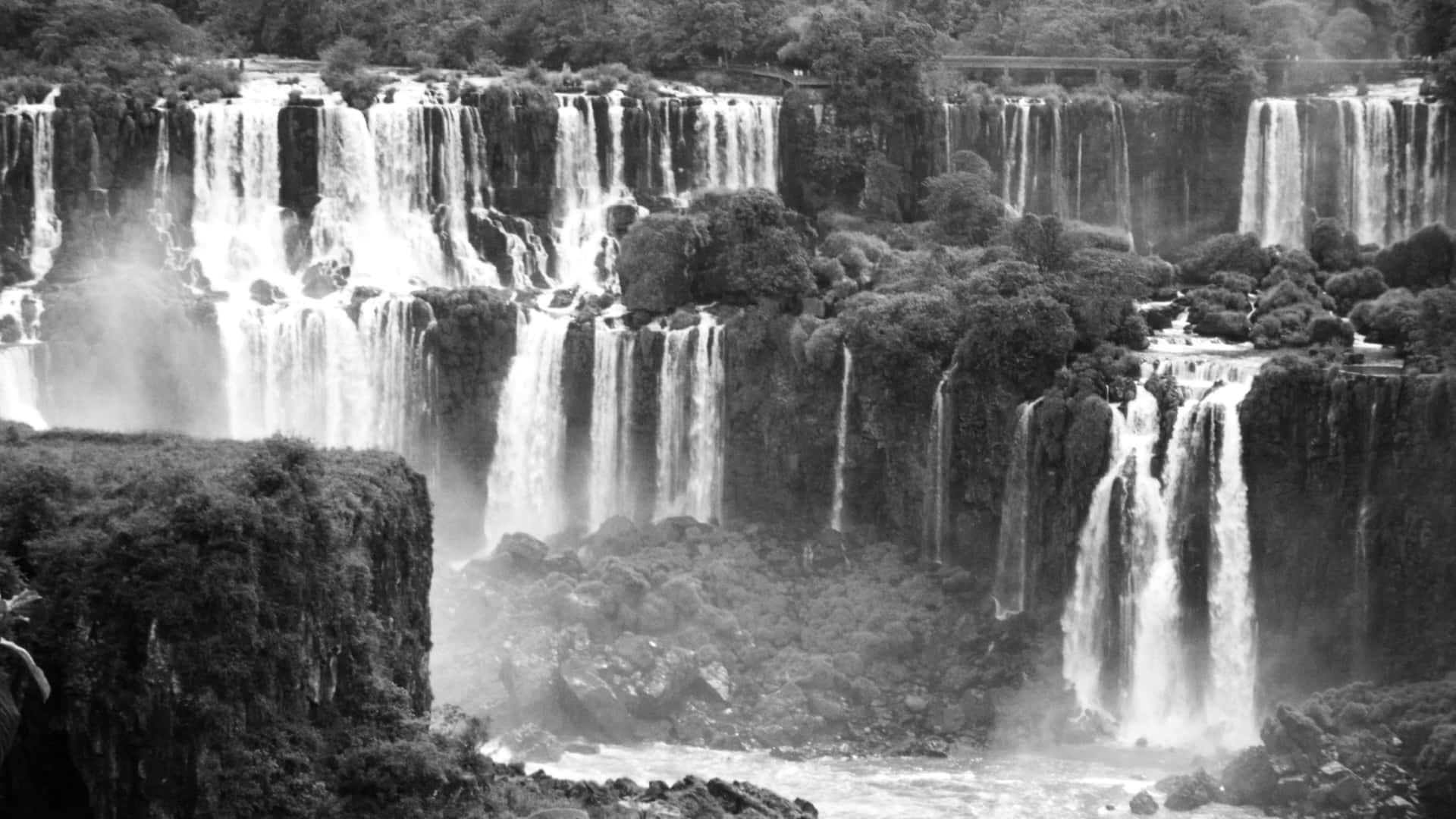 Iguazu Falls Black And White Background