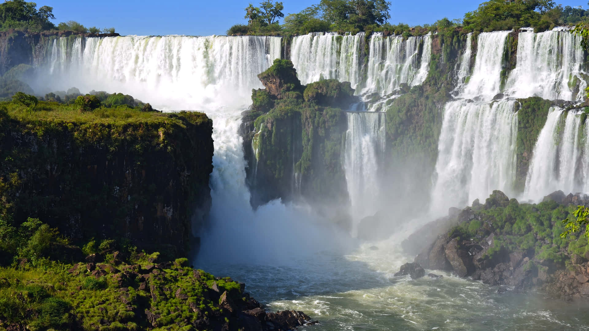 Iguazu Falls Gigantic Waterfall Chain Background