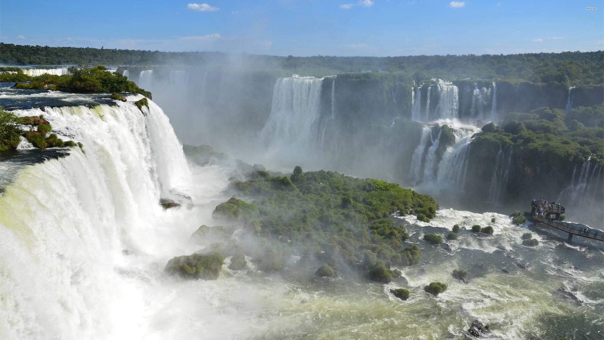Iguazu Waterfalls Aerial Shot Background