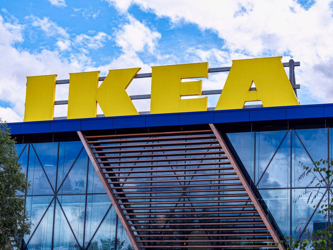 Ikea Signage Top Of Building Background