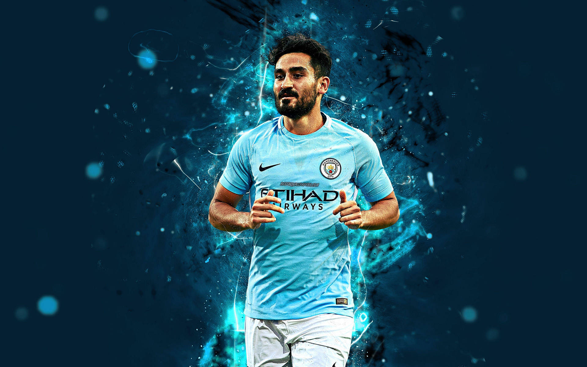 Ilkay Gundogan Glowing Blue Background