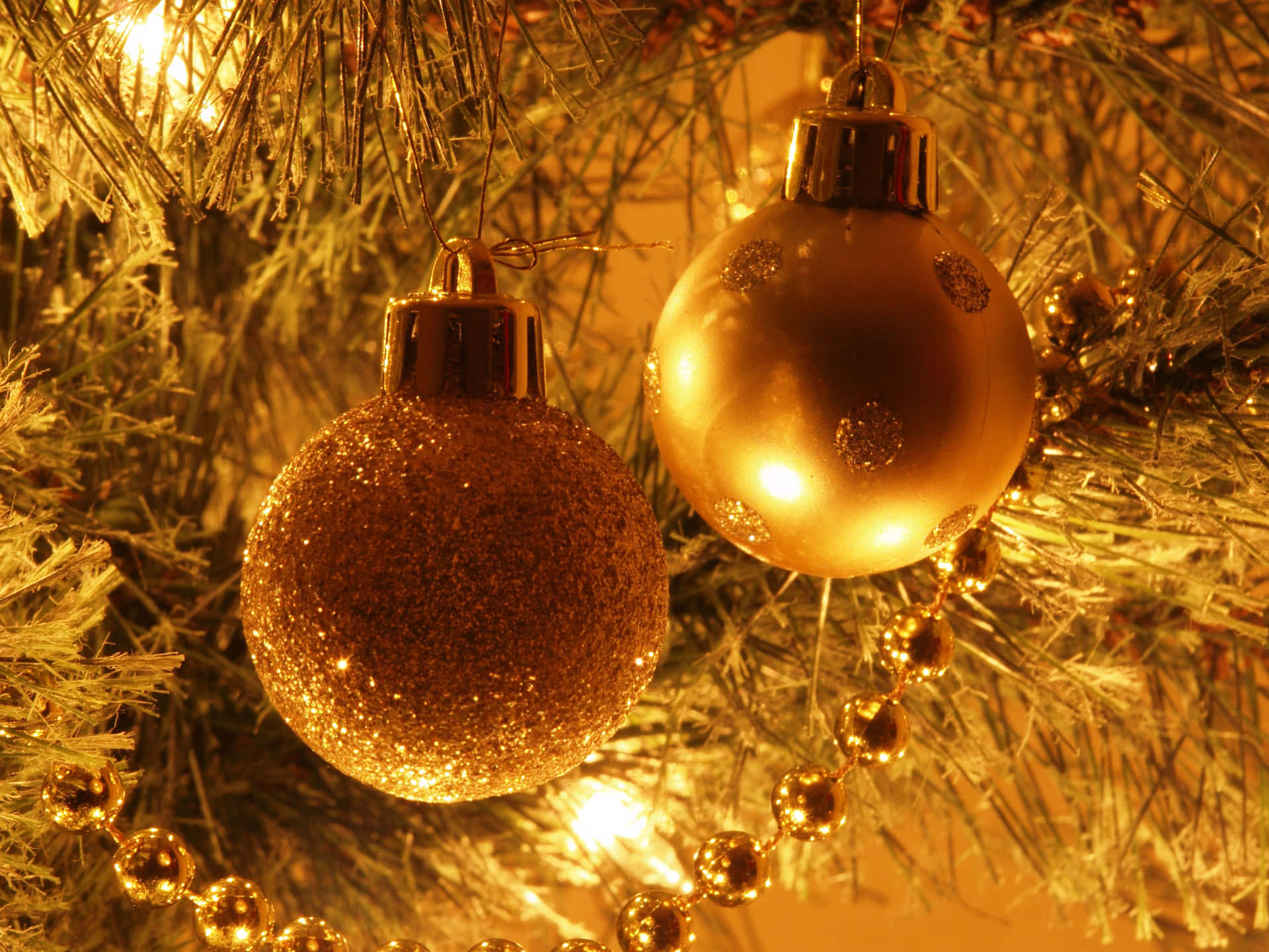 Illuminate Your Christmas With Golden Festive Décor. Background