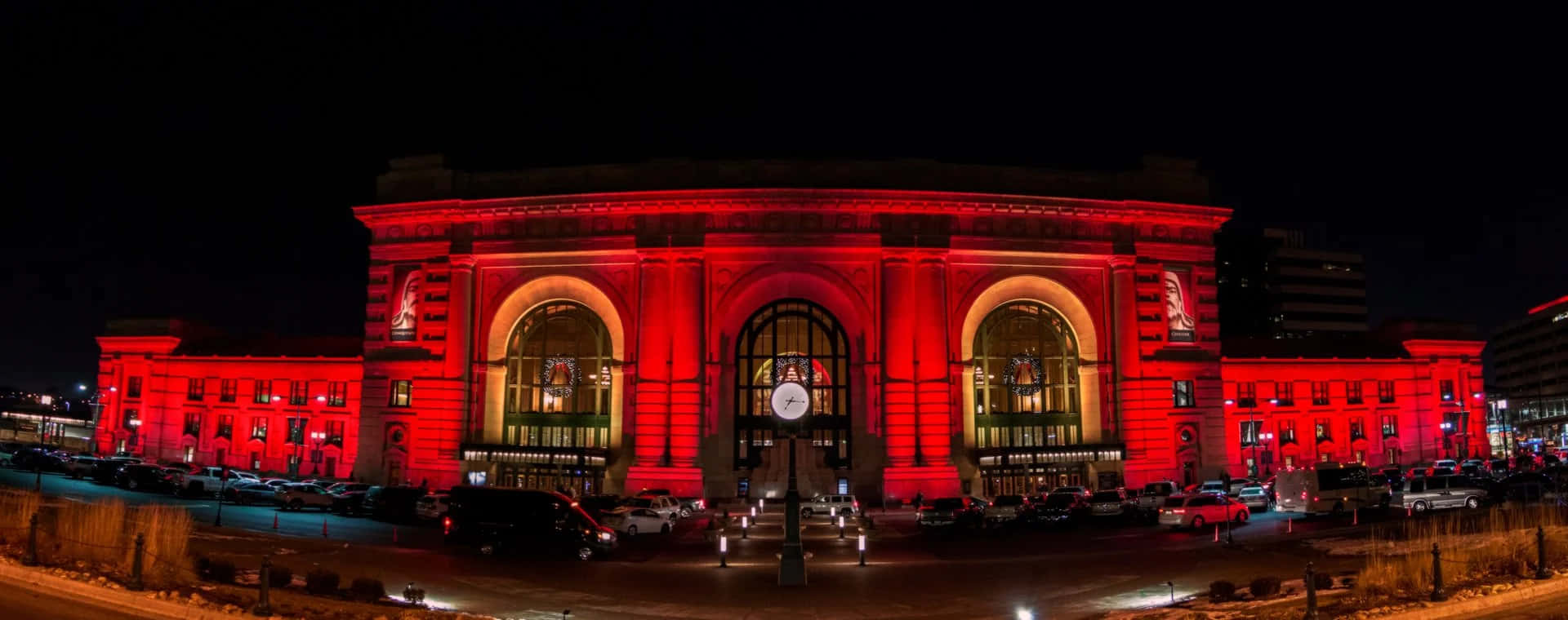 Illuminated Amtrak Station In Kansas City, Missouri