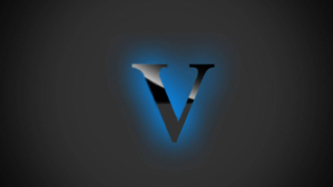 Illuminated Blue Letter V Background