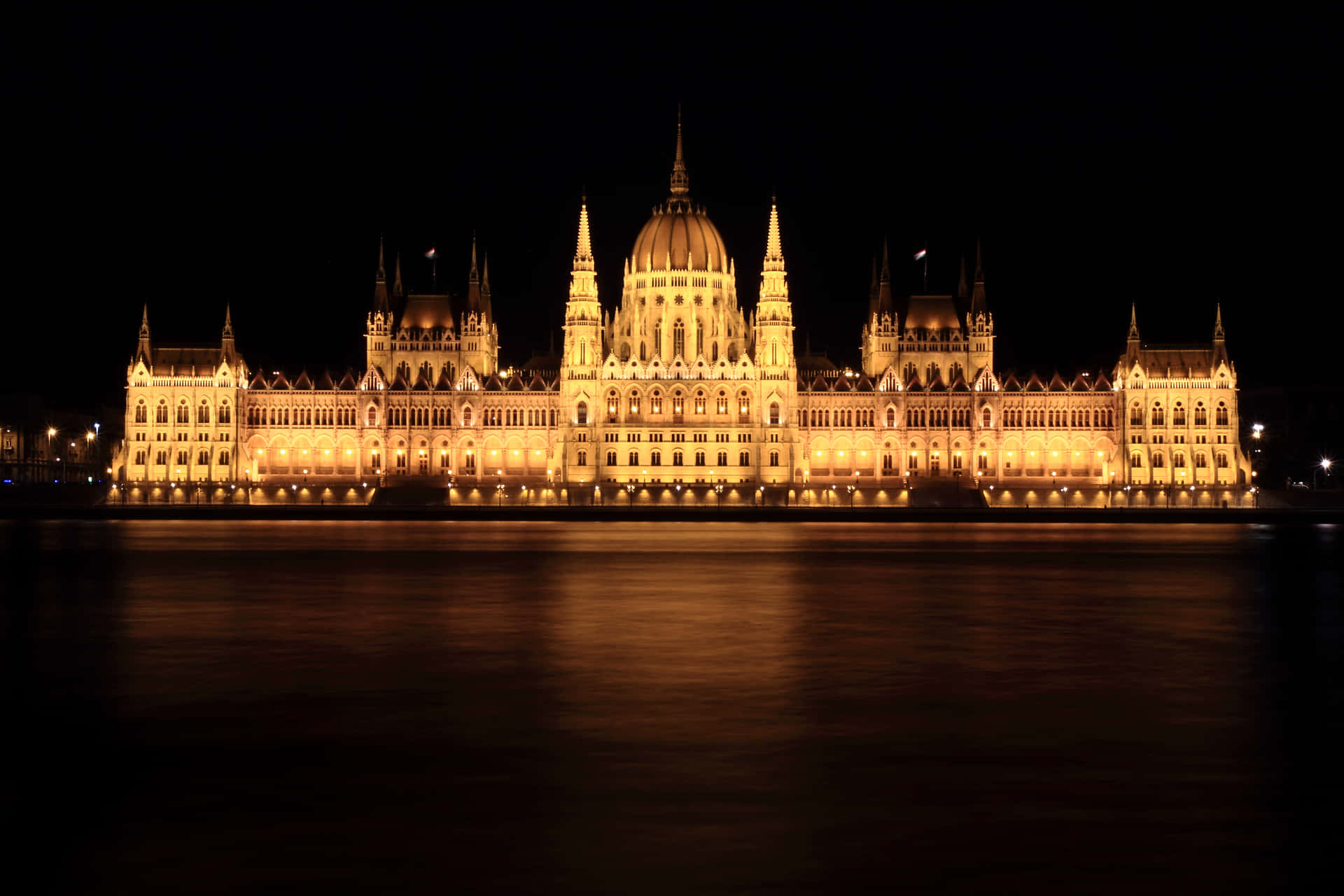 Illuminated Hungarian Parliament Buildings Background