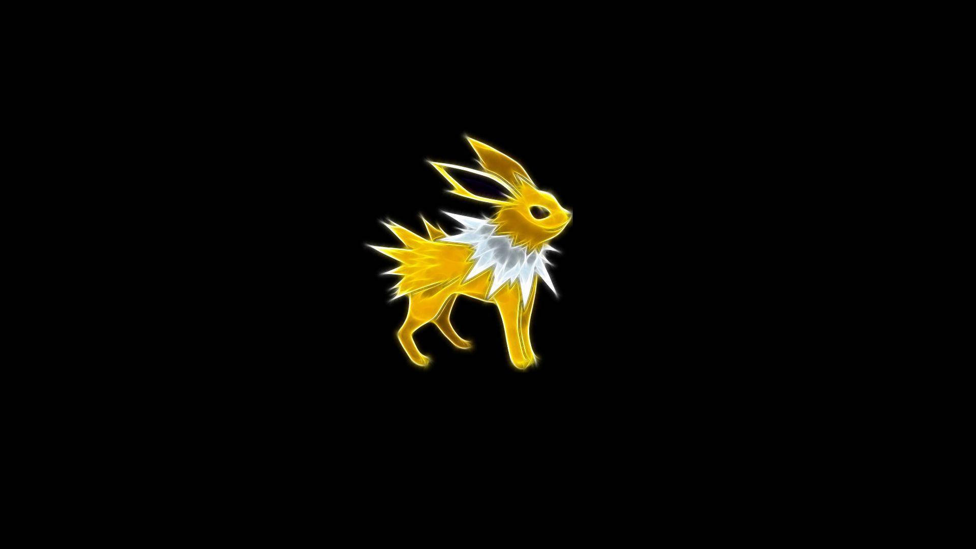 Illuminated Jolteon, The Electric Pokemon On A Black Background Background