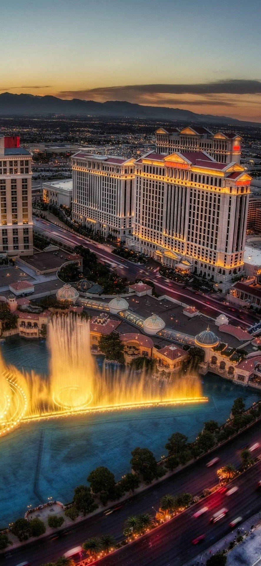 Illuminated Las Vegas Strip Viewed From An Iphone