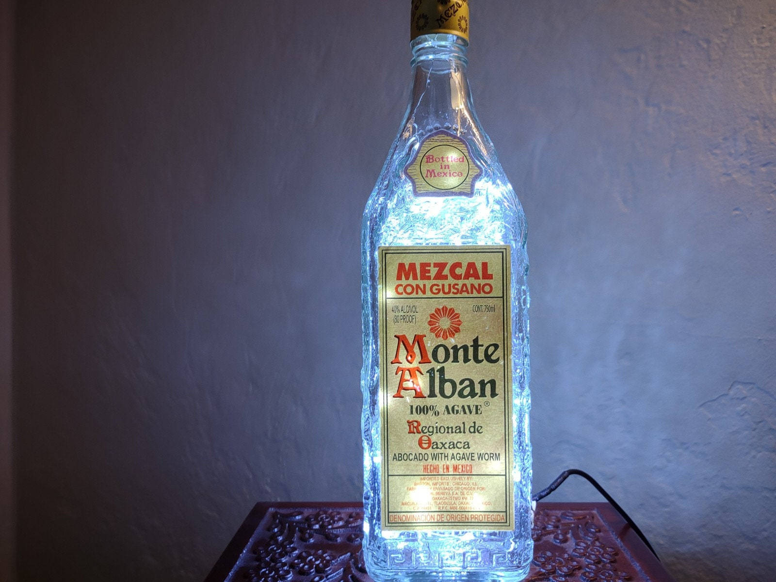 Illuminated Monte Alban Silver Tequila Background